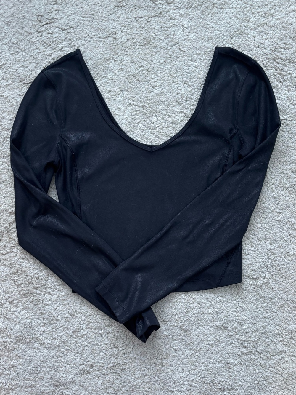 lululemon | Align Shine Radiate Foil Press Black Long-Sleeve Scoop Crop Top